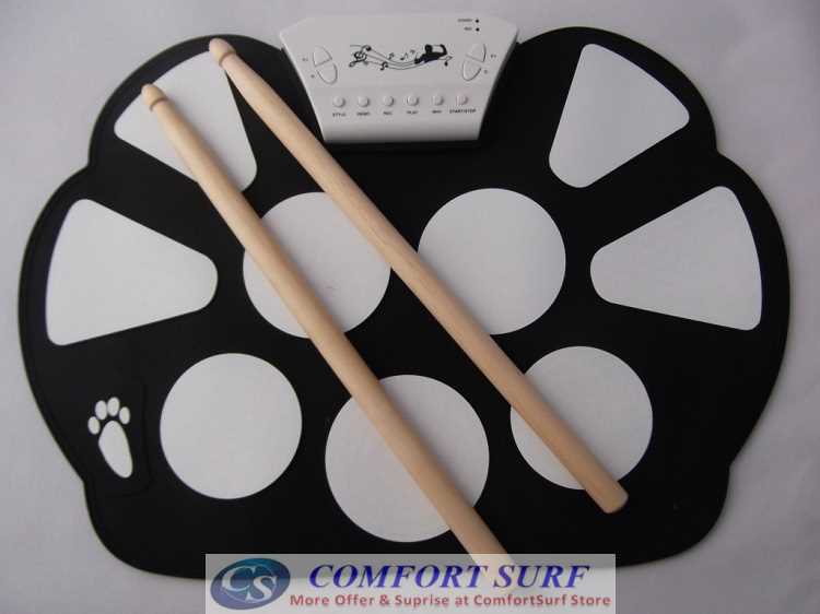 Portable Multifunction Professional Roll Up Electronic Drum Musical Instrumnet With Pedal Expansion