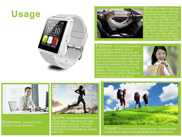 Latest Uwatch U8 Bluetooth 1.48 inch Touch screen Smart watch For ANDROID iphone