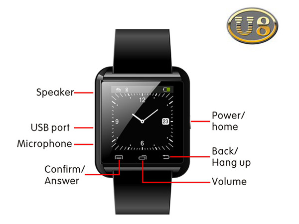 Latest Uwatch U8 Bluetooth 1.48 inch Touch screen Smart watch For ANDROID iphone