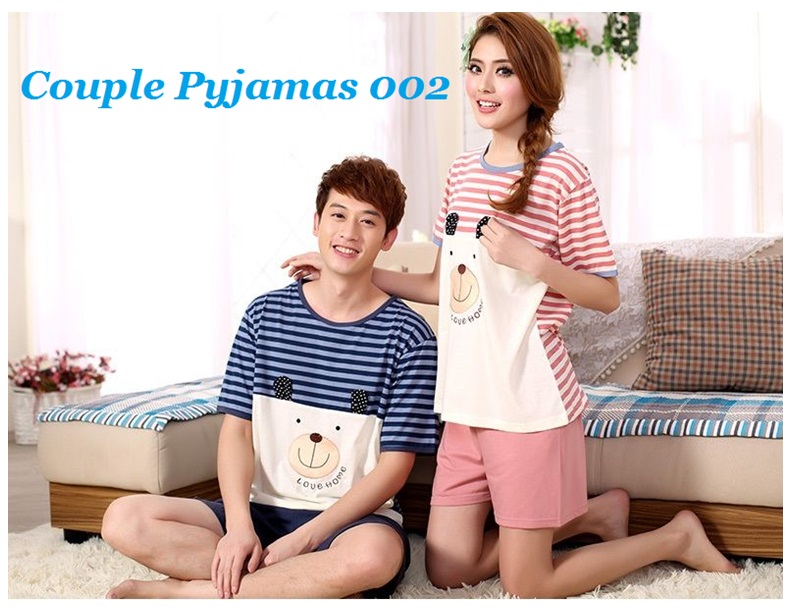 Men Women Lovers Night Dress Sleepwear Couple Pajamas Cotton Short Sleeved
