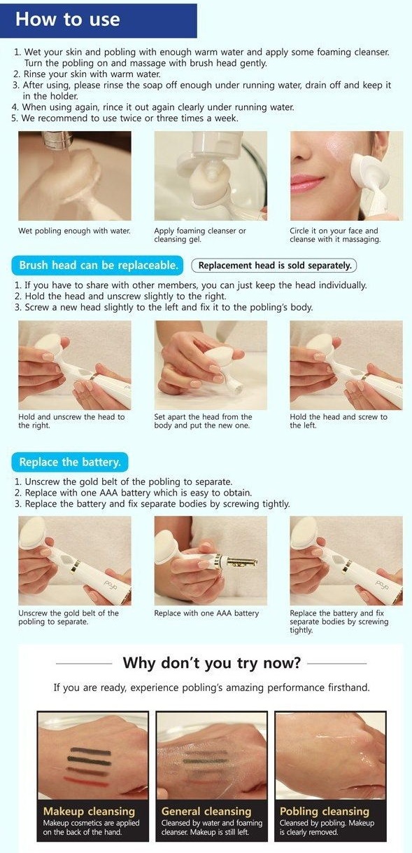 Pobling Pore Sonic Skin Care Face Facial Cleanser for Brighter Skin