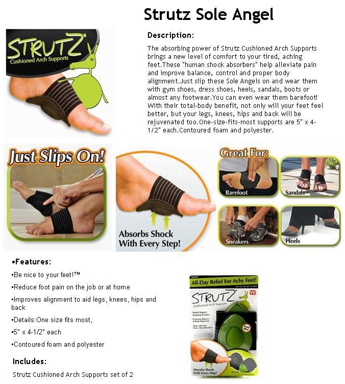 All-Day Relief for Achy Feet! STRUTZ Cushioned Arch Support
