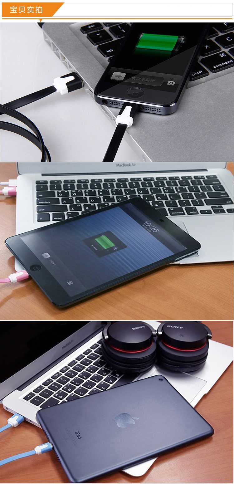 1Meter Noodle Style Lightning 8 Pin USB Sync Data / Charging Cable for Apple iPhone 5, iPad mini, iPad 4, iPod Touch 5