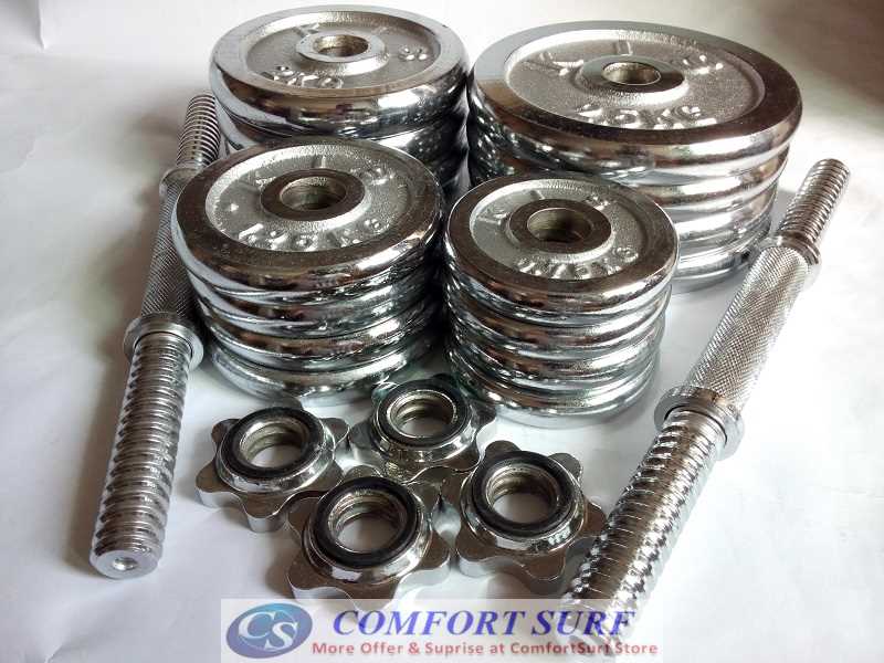 30KG Quality GYM Adjustable Electroplating Chrome Dumbbell Bar Mercerized Rod