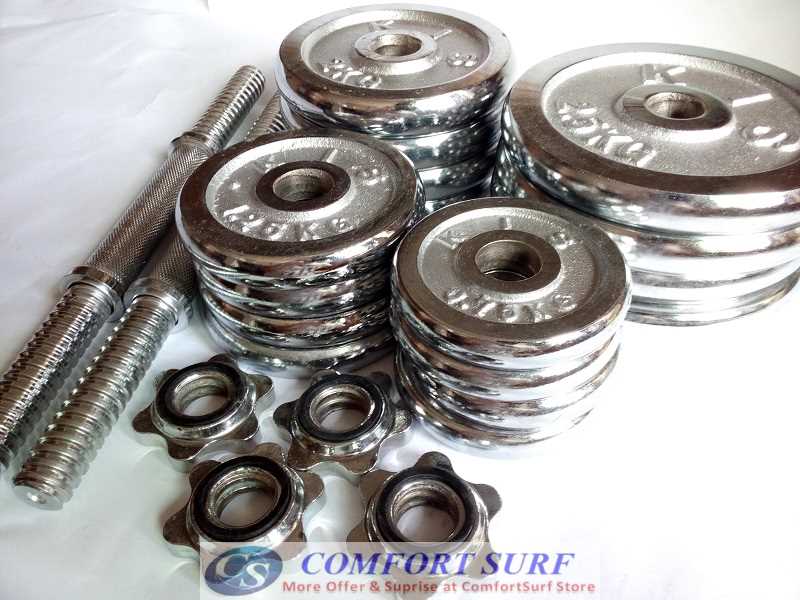 30KG Quality GYM Adjustable Electroplating Chrome Dumbbell Bar Mercerized Rod