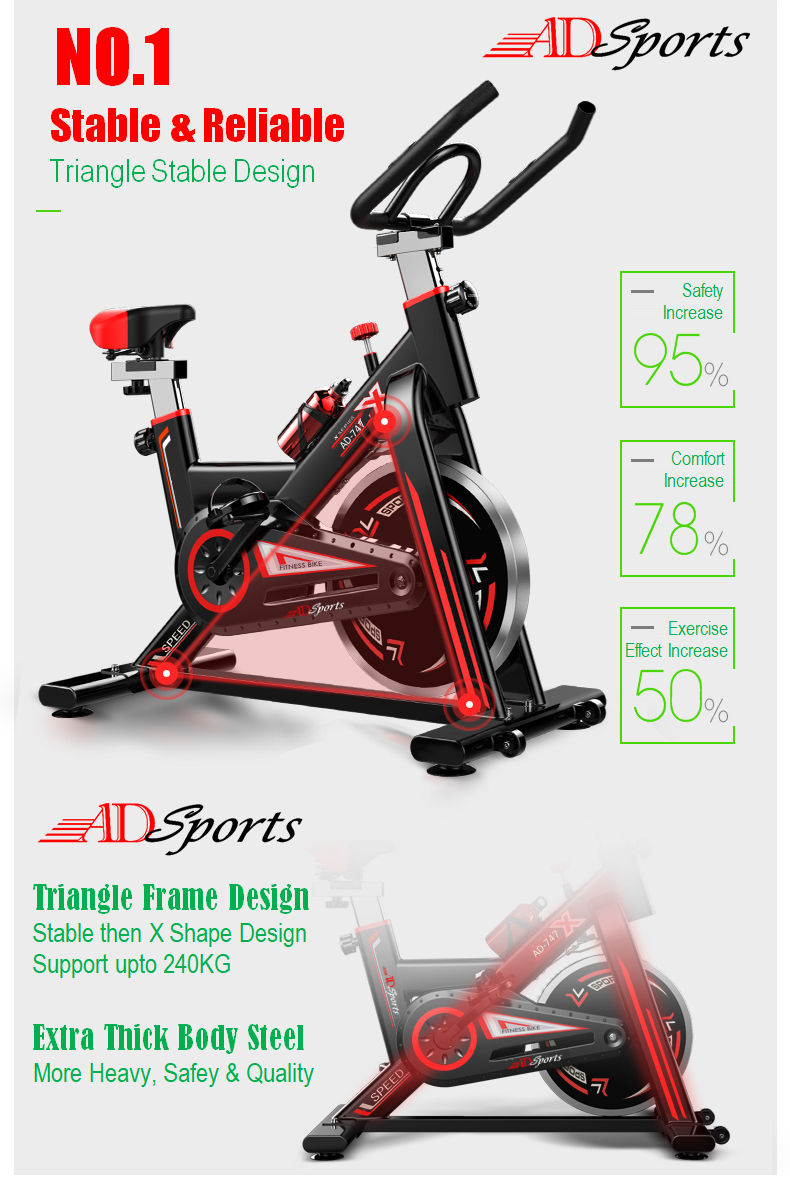 AD Sports AD-747 Luxury Top Home Gym / Fitness Quality Swing Spinning Exercise Bike / Cycling Bike Equipment