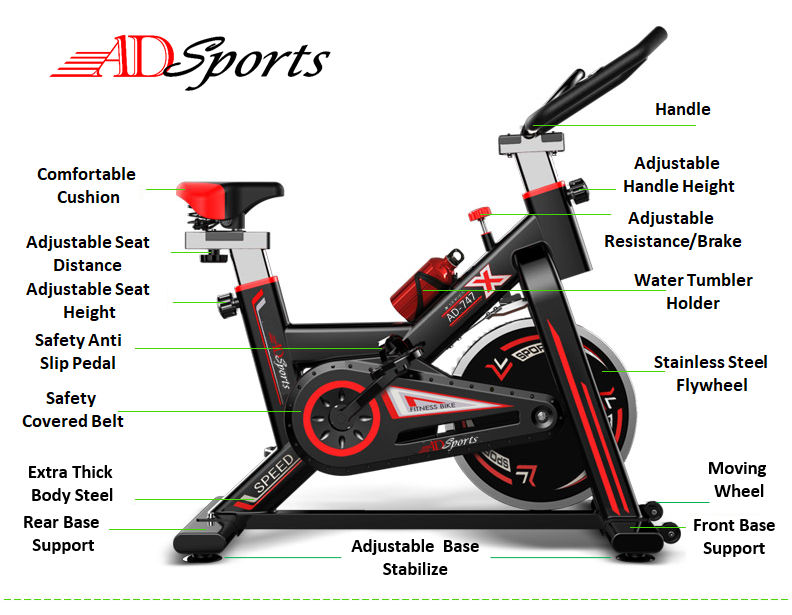 AD Sports AD-747 Luxury Top Home Gym / Fitness Quality Swing Spinning Exercise Bike / Cycling Bike Equipment