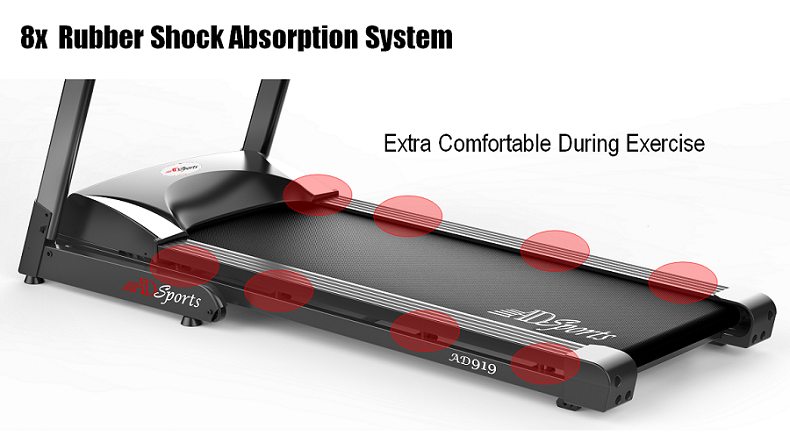 4.0HP ADSports AD919 Motorize Electric Treadmill 61CM Wide Running Platform With Auto Refueling System & 8x Rubber Absorption Damping System