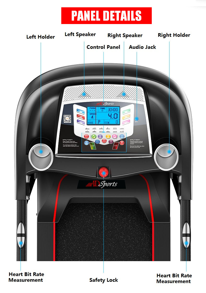 4.0HP ADSports AD928 Motorize Electric Treadmill Manual/Auto Electric Incline Decline 59CM Wide Running Platform With Auto Refueling System & 4 Ways Spring Shock Absorption Damping System