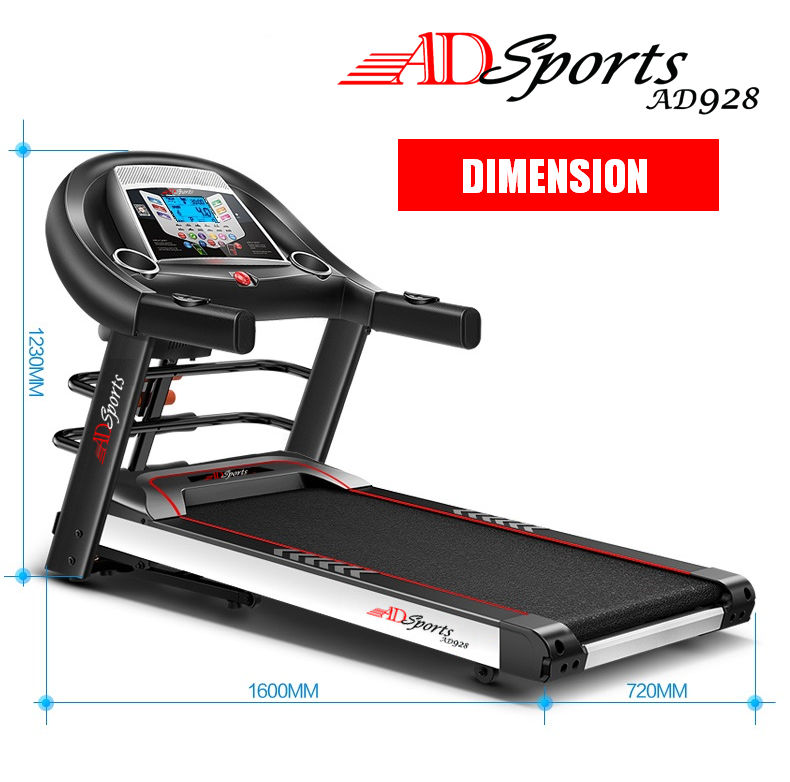 4.0HP ADSports AD928 Motorize Electric Treadmill Manual/Auto Electric Incline Decline 59CM Wide Running Platform With Auto Refueling System & 4 Ways Spring Shock Absorption Damping System