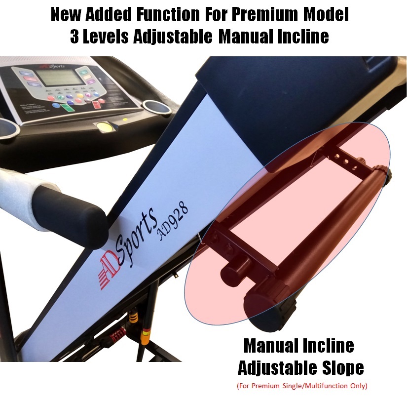 4.0HP ADSports AD928 Motorize Electric Treadmill Manual/Auto Electric Incline Decline 59CM Wide Running Platform With Auto Refueling System & 4 Ways Spring Shock Absorption Damping System