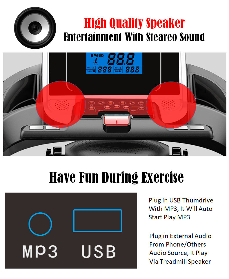 4.5HP ADSports AD980 10inch (Color Touch Screen) / 5inch (Blue Screen) Motorize Electric Treadmill 15 Levels Auto Electric Inclination, 64CM Wide Running Platform With Auto Refueling System & 4 Ways Spring Shock Absorption Damping System