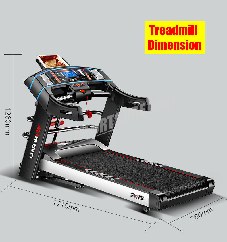 4.0HP Chislim 7013 Electric Auto Incline Decline Treadmill 62CM Wide Running Platform With Auto Refueling System & 4Ways Shock Absorption Damping System