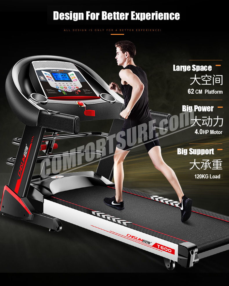 4.0HP Chislim T600D (D series) Electric Treadmill 62CM Wide Running Platform With Auto Refueling System & Four Drive Shock Absorption  Damping System