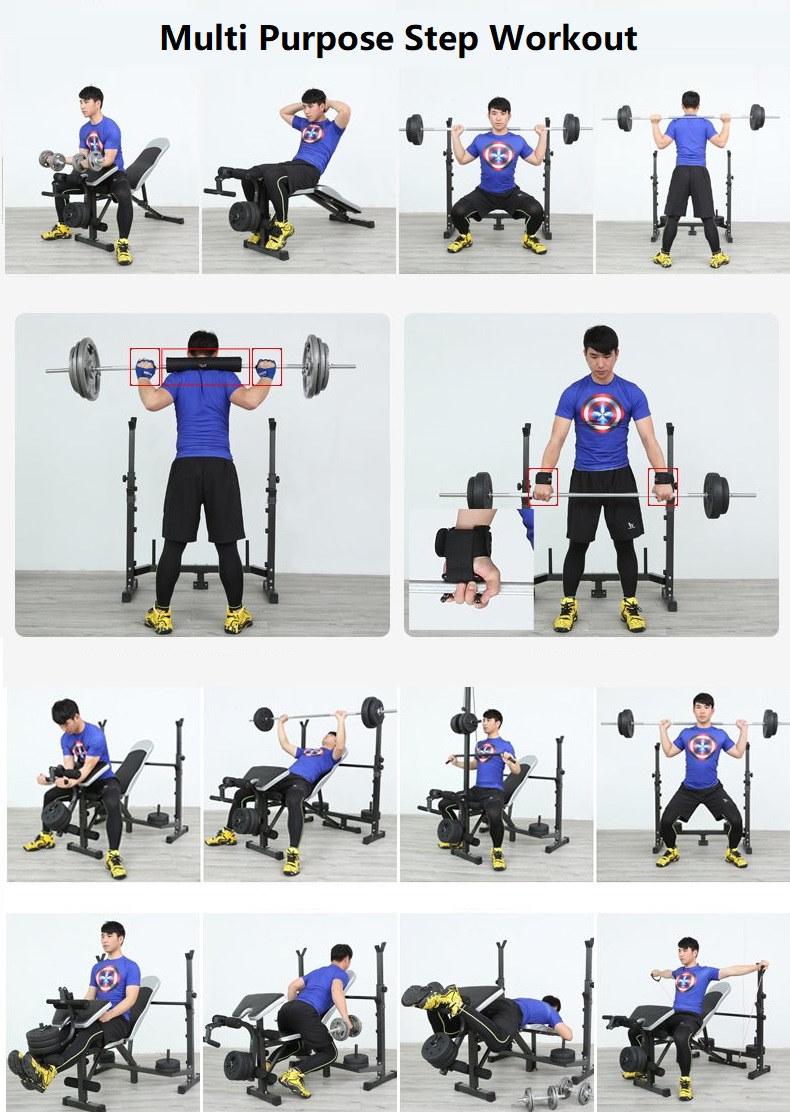 F1 Professional Multifunction Gym Fitness Sit Up Dumbbell FID Bicep Leg Curl Bench Chair