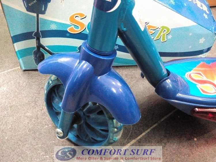 Quality 3 Wheel Micro Scooter - With Build in Music and LED Flashing Light & Basket -