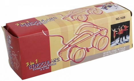 Portable 3 in 1 Binoculars EyeGlass Style 3x28 Magnification Observing Telescope