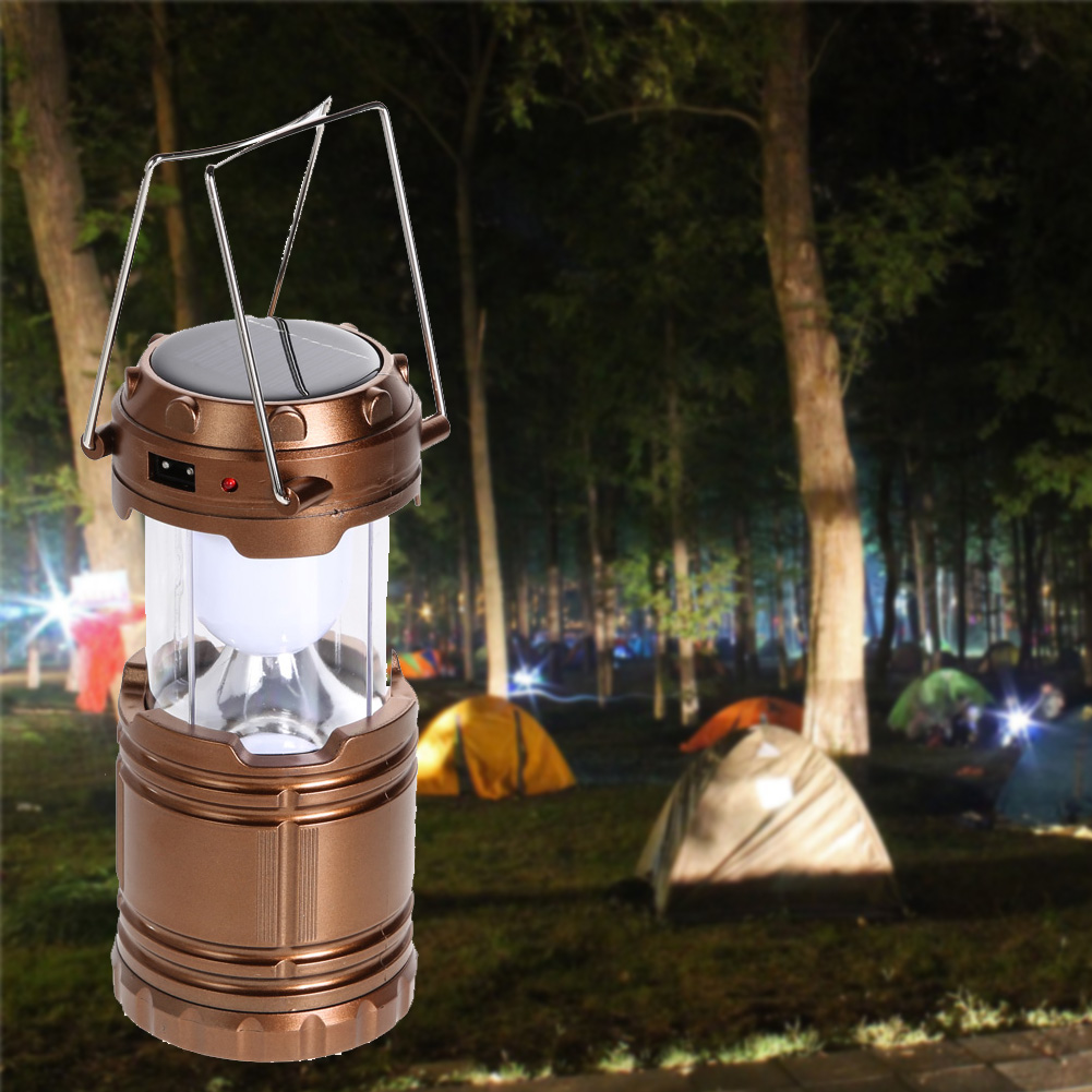 All in 1 Solar 6 LED Rechargeable Outdoor Camping Hiking Emergency Folding Lantern Tent Light Lamp