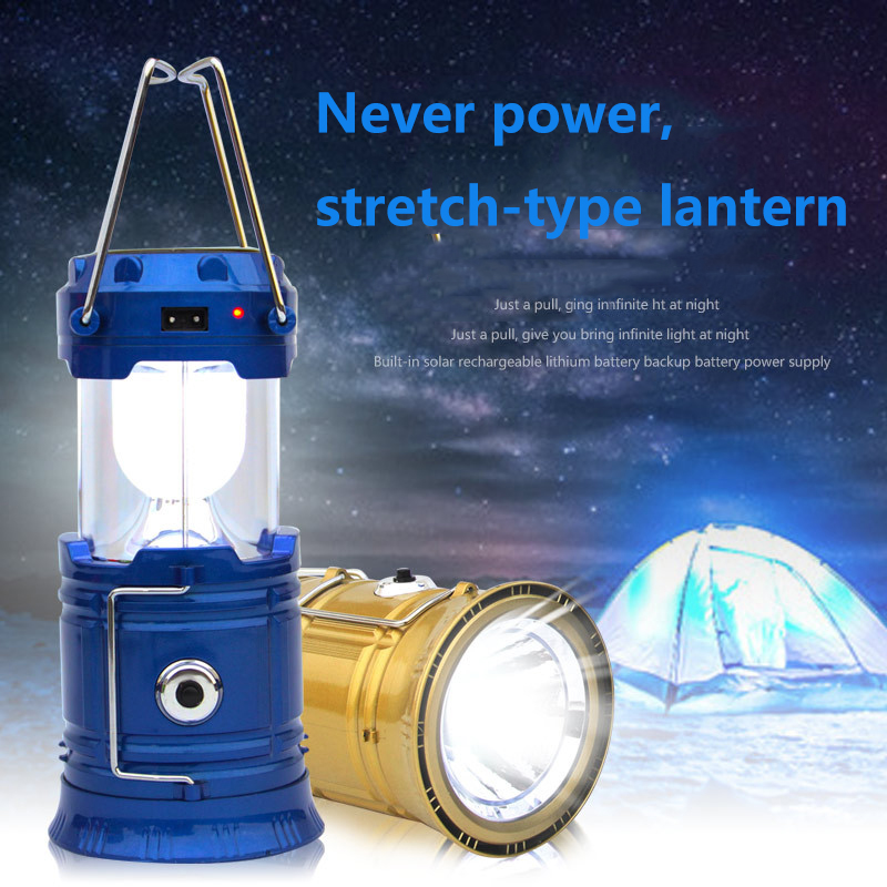 All in 1 Solar 6 LED Rechargeable Outdoor Camping Hiking Emergency Folding Lantern Tent Light Lamp